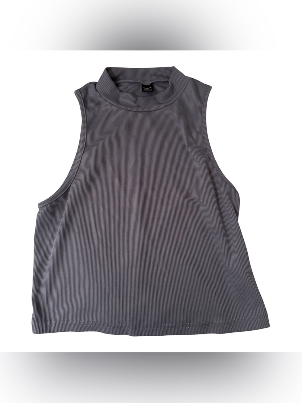Sleeveless Ribbed Mock Neck Tank - dark lilac